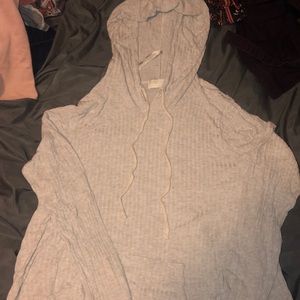 gray ribbed hoodie